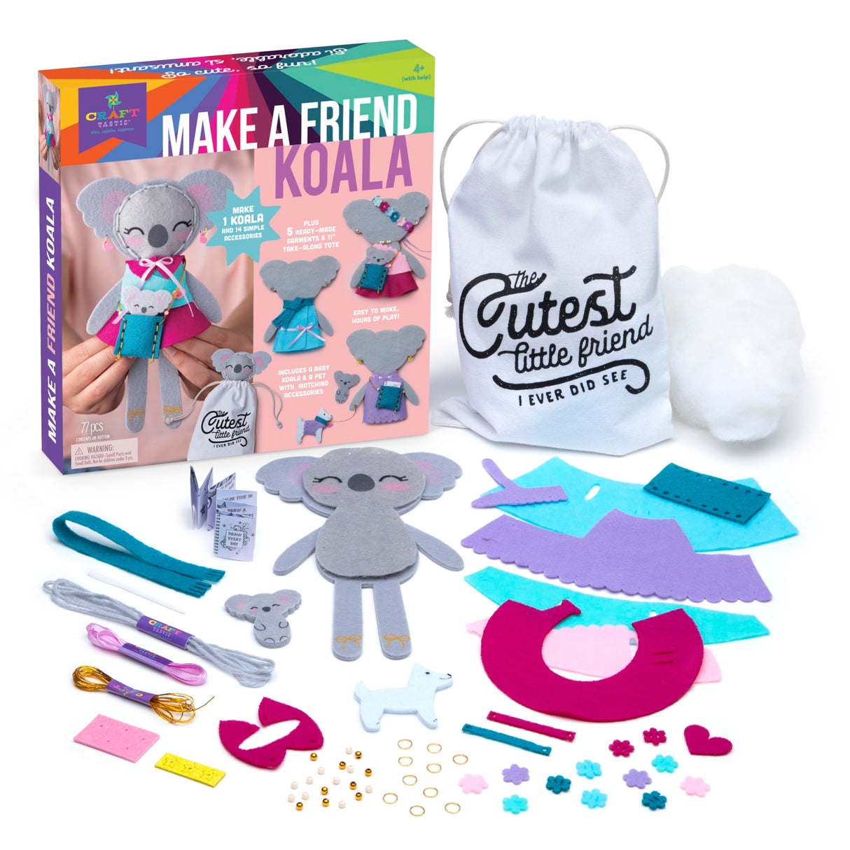 Craft-Tastic Make a Friend Koala, Kids Crafts Ages 6-8, Arts & Crafts for Kids 4-6, Koala Craft Kit, Spring Crafts for Kids, Travel Activities for Kids, Kids Sewing Kit