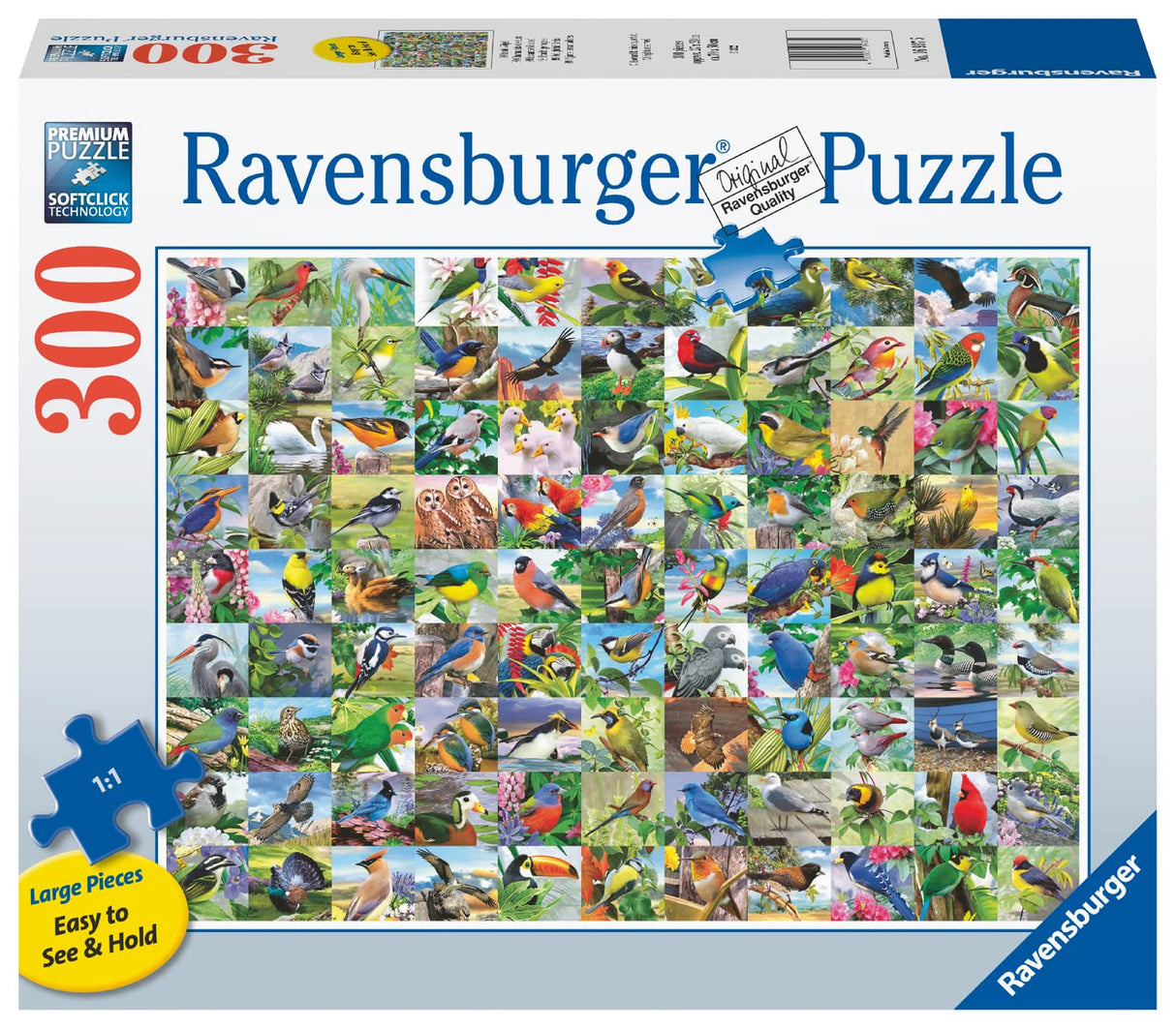 Ravensburger 99 Delightful Birds 300 Piece Large Format Jigsaw Puzzle for Adults - Every Piece is Unique, Softclick Technology Means Pieces Fit Together Perfectly