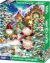 Springbok Gnome Village 500 Piece Holiday Jigsaw Puzzle- Made in The USA with Unique Precision fit Pieces for a Great Puzzling Experience