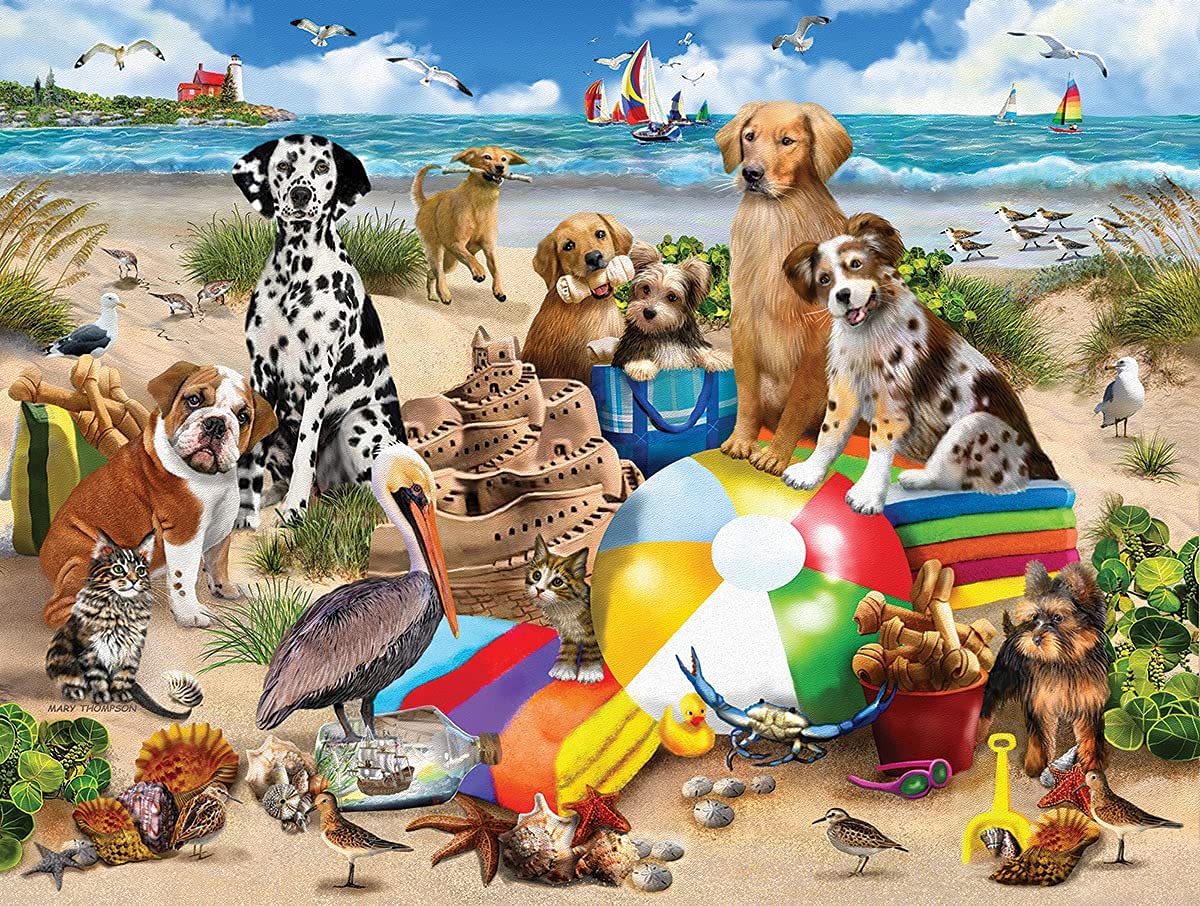 White Mountain Puzzles Beach Buddies, 500 Piece Jigsaw Puzzle