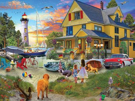 White Mountain My Yellow Beach House Summer Puzzles 500 Pieces Jigsaw Puzzle for Adults