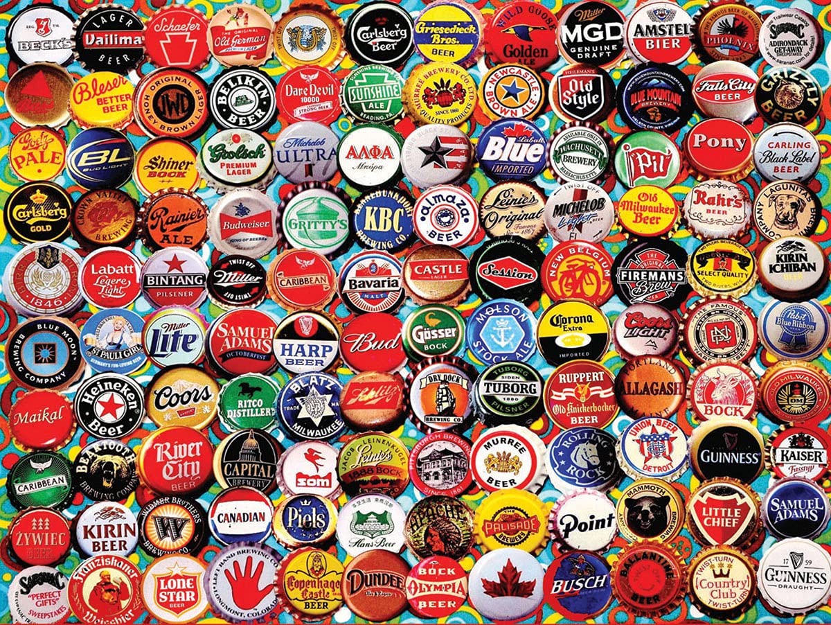 White Mountain Puzzles Beer Bottle Caps - 500 Piece Jigsaw Puzzle