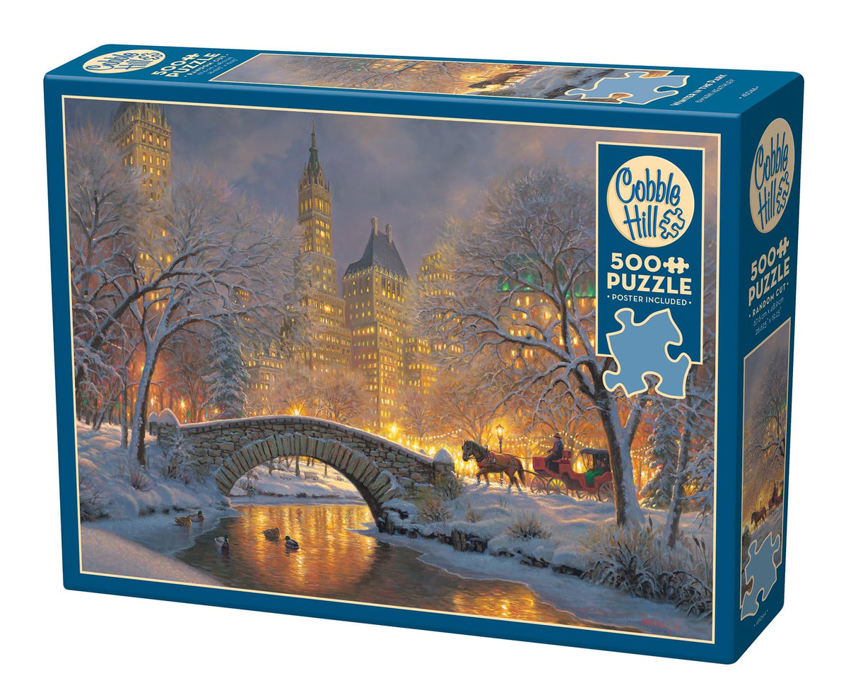 Cobble Hill 500 Piece Puzzle - Winter in The Park - Sample Poster Included