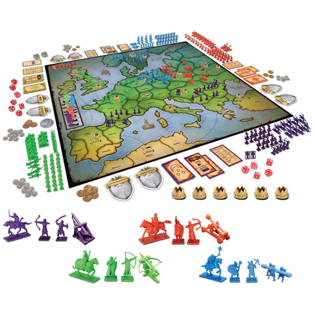 Risk Europe by Winning Moves Games USA, a Medieval Conquest of Europe Complete with Siege Weapons, Archers and Much More, for 2 to 4 Players, Ages 14+ (1232)