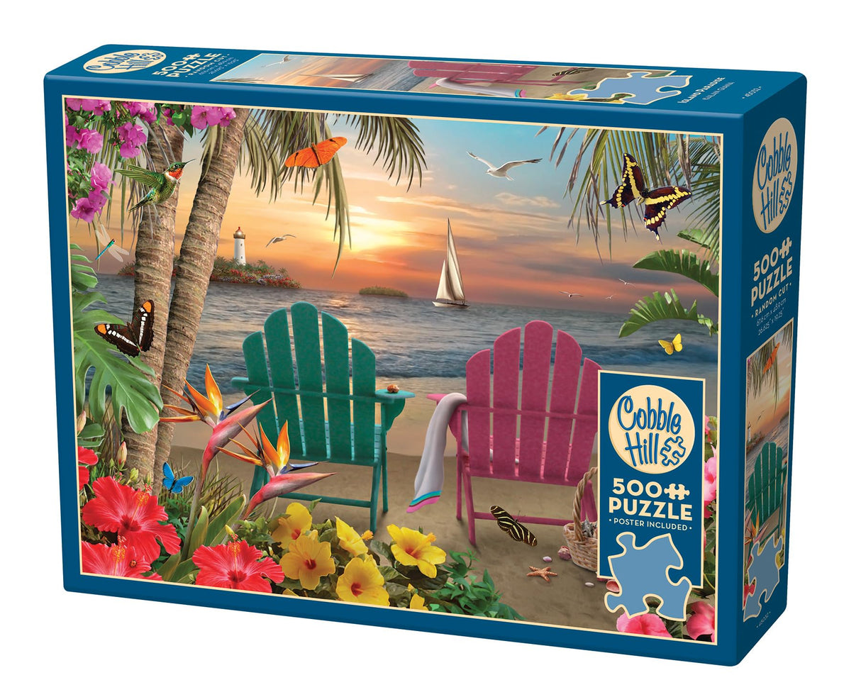 Cobble Hill 500 Piece Puzzle - Island Paradise - Sample Poster Included