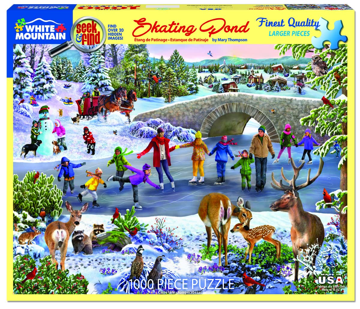 WHITE MOUNTAIN PUZZLES Skating Pond Seek & Find Puzzle, 1 EA