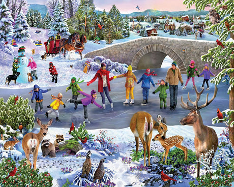 WHITE MOUNTAIN PUZZLES Skating Pond Seek & Find Puzzle, 1 EA