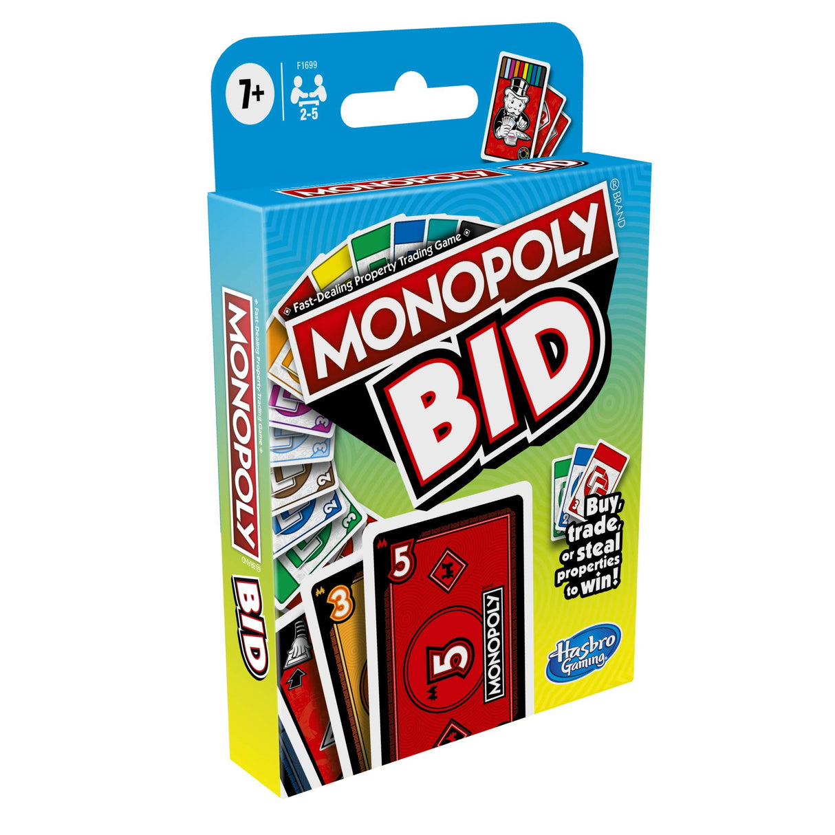 Monopoly Hasbro Gaming Bid Game,Quick-Playing Card Game for 4 Players,Game for Families and Kids Ages 7 and Up