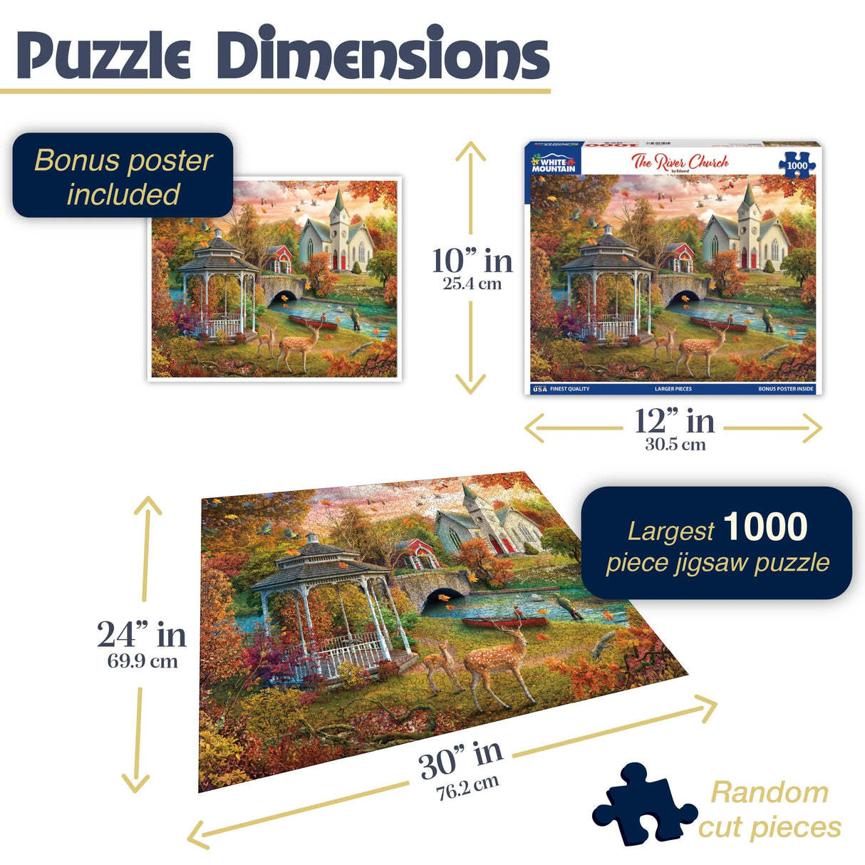 White Mountain Puzzles - The River Church - 1000 Piece Jigsaw Puzzle for Adults - Fun Family Activity