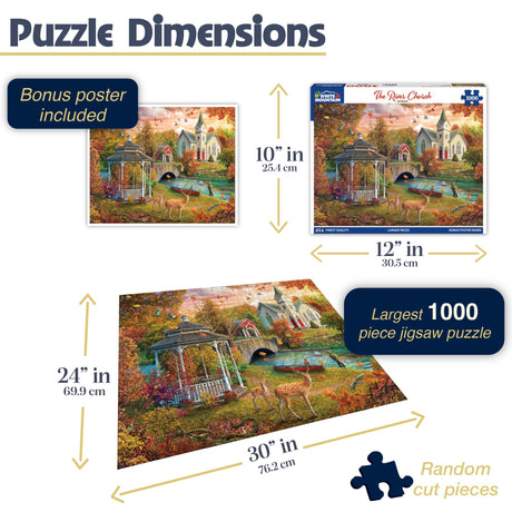 White Mountain Puzzles - The River Church - 1000 Piece Jigsaw Puzzle - image 3