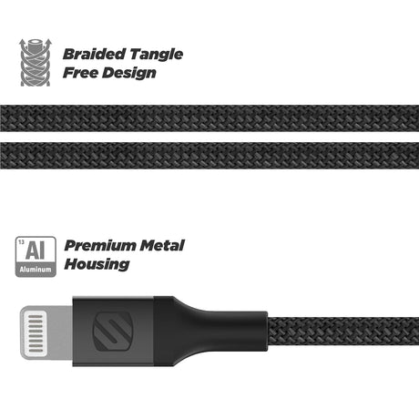 Scosche - Braided Apple Lightning To 3.5mm Aux Cable 4ft - Space Gray