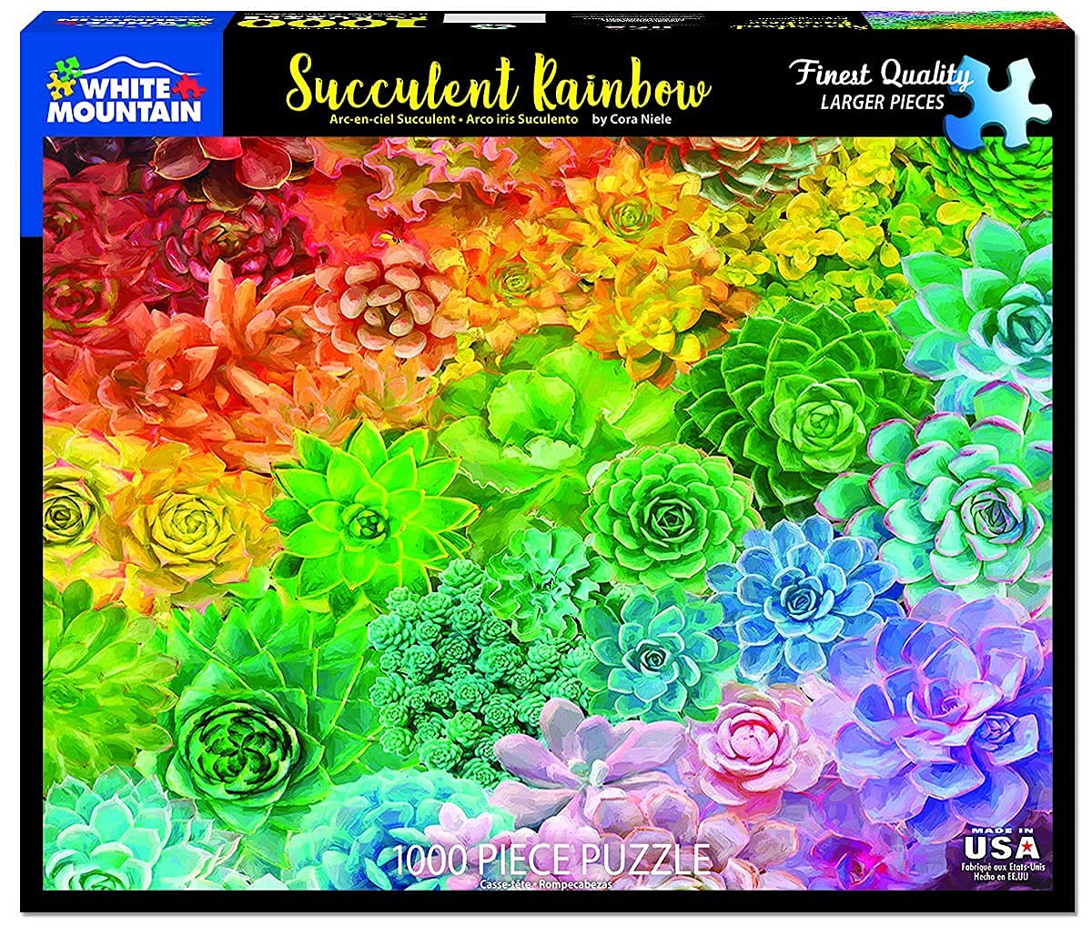 White Mountain Puzzles Succulent Rainbow, 1000 Piece Jigsaw Puzzle