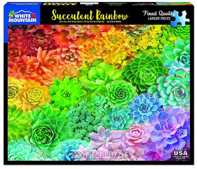 White Mountain Puzzles - Succulent Rainbow - 1000 Piece Jigsaw Puzzle