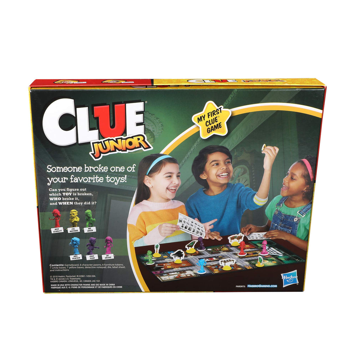 Hasbro Gaming Clue Junior Board Game for Kids Ages 5 and Up, Case of The Broken Toy, Classic Mystery Game for 2-6 Players