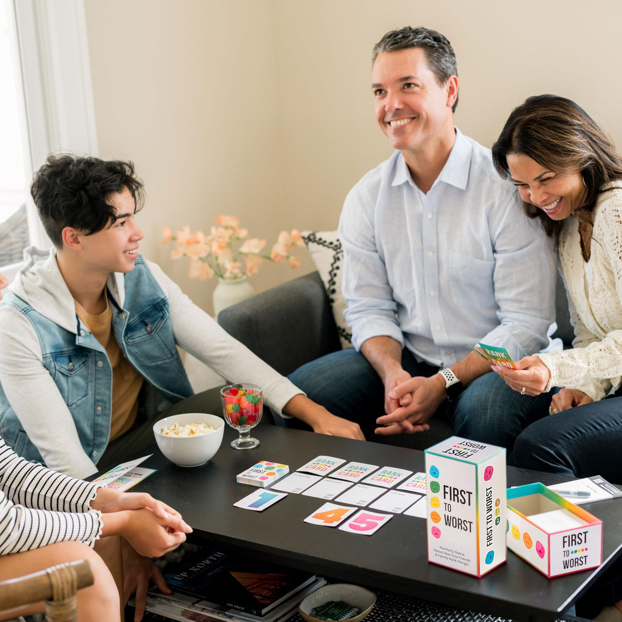 FIRST TO WORST Party Game - How do You and Your Friends and Family Rank Things? - for Kids, Adults, Families, Fun Parties and Board Games Night with Your Group. The Card Game of Polarizing Priorities