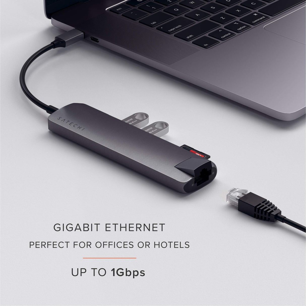 Satechi - Usb C Slim Multi Port With Ethernet Adapter - Space Gray