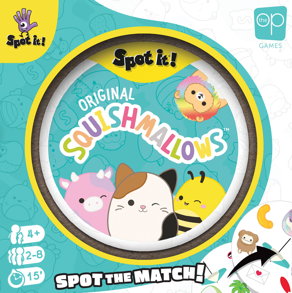 Spot It! Squishmallows | Fun Card Game for Kids and Adults | Featuring Mila The Elephant or Cailey The Pink Crab and More | Licensed Squishmallows Game