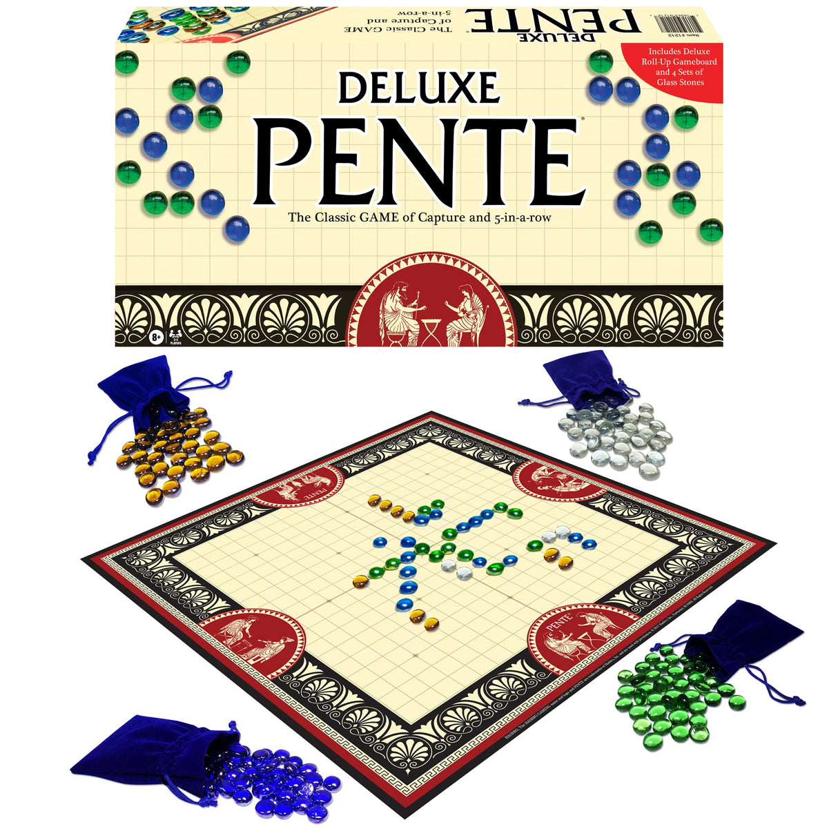 Deluxe Pente, by Winning Moves Games USA, Family Strategy Game of Capture Stones for 2 to 4 Players, Ages 8+