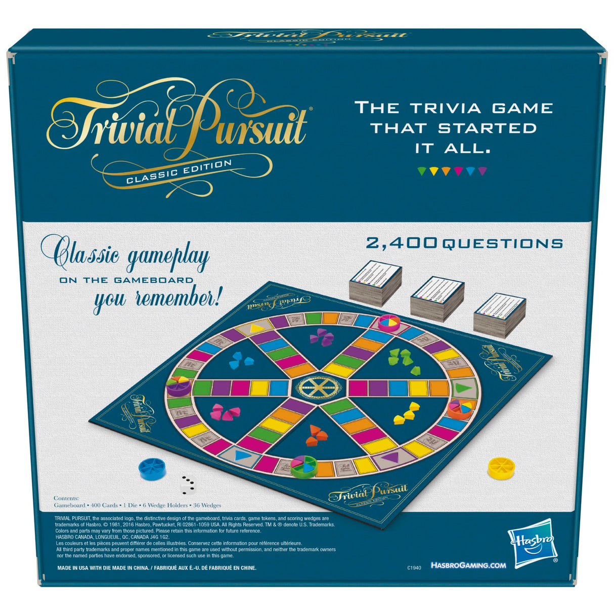 Trivial Pursuit Classic Edition Board Game for Adults and Teens Ages 16 and Up, Trivia Game for 2-6 Players