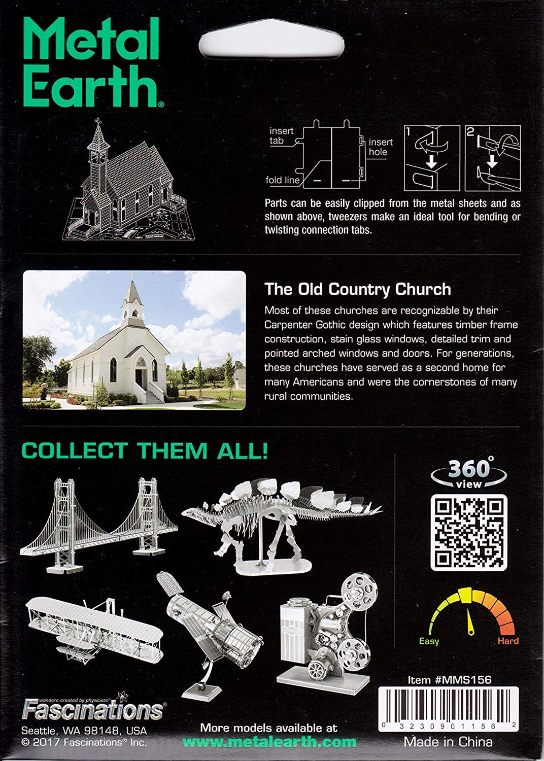 Metal Earth Old Country Church 3D Metal Model Kit Fascinations