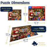 White Mountain Look It's Santa Christmas Puzzles 1000 Pieces Winter Theme Jigsaw Puzzle for Kids Adults and Grandparents