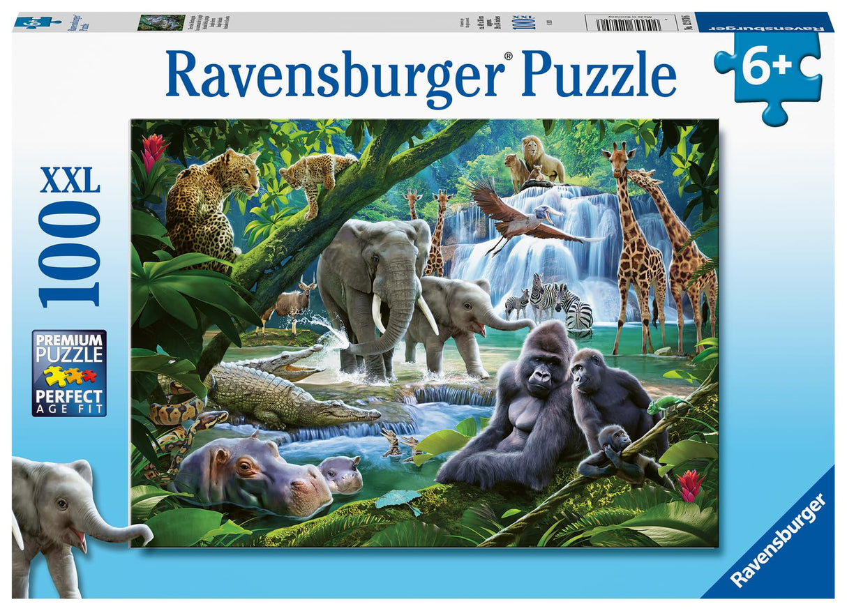 Ravensburger Jungle Animals 100 Piece XXL Jigsaw Puzzle for Kids | Unique Interlocking Pieces | Durable and Glare-Free | FSC-Certified Sustainable Toy