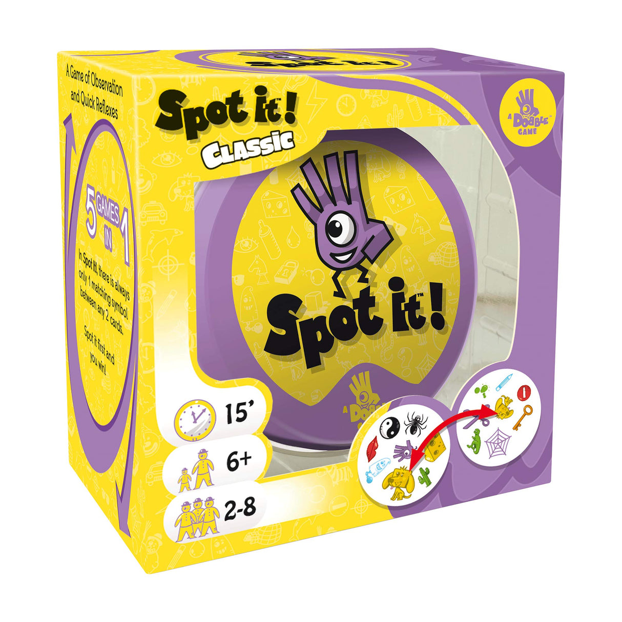 Spot It! Classic - Award-Winning Card Game with Endless Playability, Fast-Paced Observation Game for the Whole Family! Ages 6+, 2-8 Players, 15 Minute Playtime, Made by Zygomatic