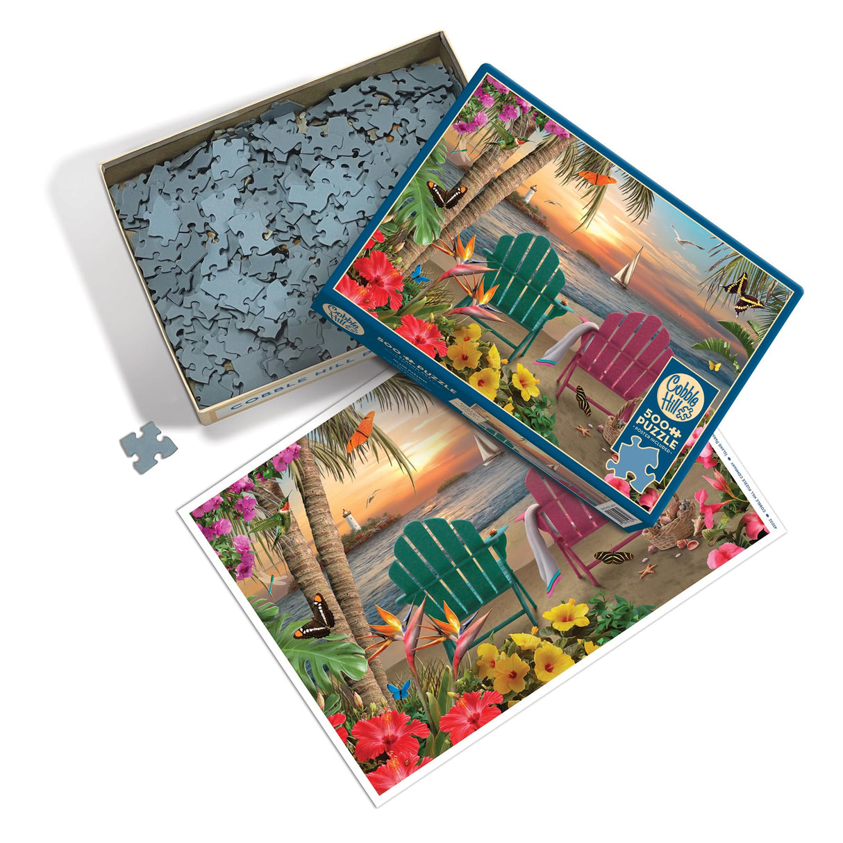 Cobble Hill 500 Piece Puzzle - Island Paradise - Sample Poster Included