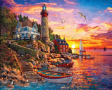 White Mountain Puzzles Lighthouse Sunset, 1000 Piece Jigsaw Puzzle