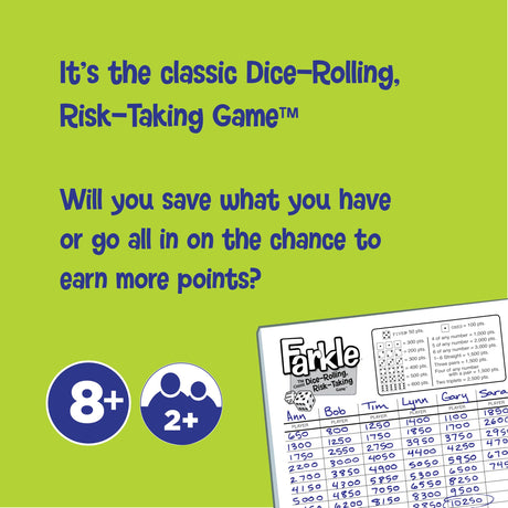 Farkle Classic Dice Game - Family Game Night - Easy to Travel - Ages 8+