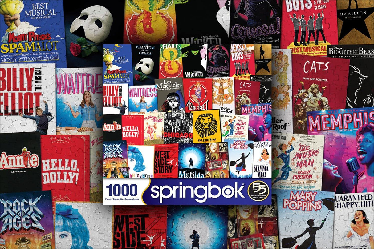 Springbok - It's Showtime - 1000 Piece Jigsaw Puzzle Collage of Broadway playlists