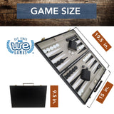 WE Games Backgammon Set, Black Leatherette Case, 14.75 x 9.75 in. Closed; 19.25 x 14.75 in. Open, Family Board Games, Board Games for Adults and Family, Travel Board Games, 2 Player Games