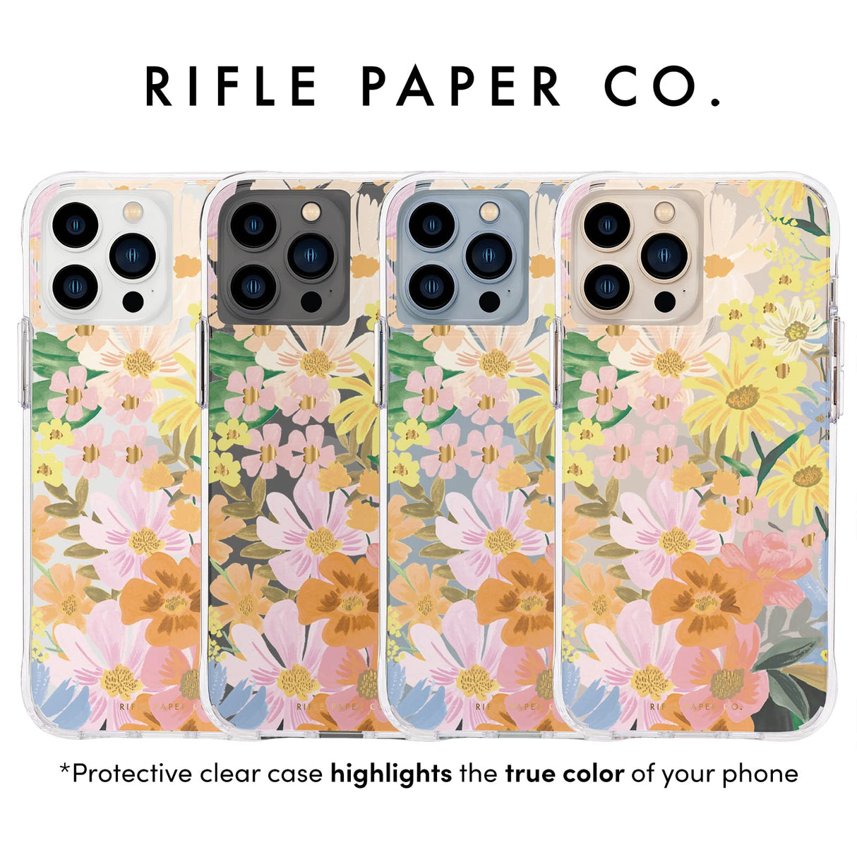 Rifle Paper Co. iPhone 13 Pro Case - 10ft Drop Protection with Wireless Charging - Luxury Floral Print 6.1" Cute Case for iPhone 13 Pro - Slim, Anti Scratch, Shock Absorbing Materials - Marguerite