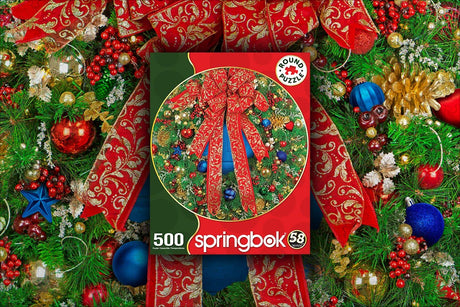 Springbok 500 Piece Round Jigsaw Puzzle Holiday Wreath - image 7