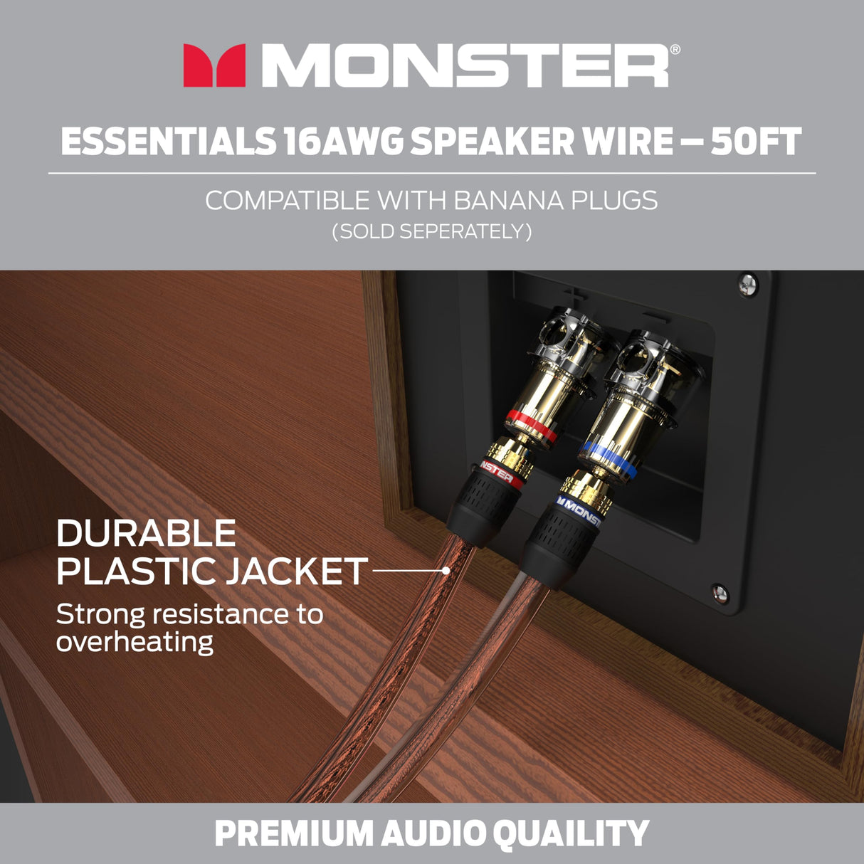 MONSTER AV 50' SPOOL 2C 16AWG CCA SPEAKER WIRE