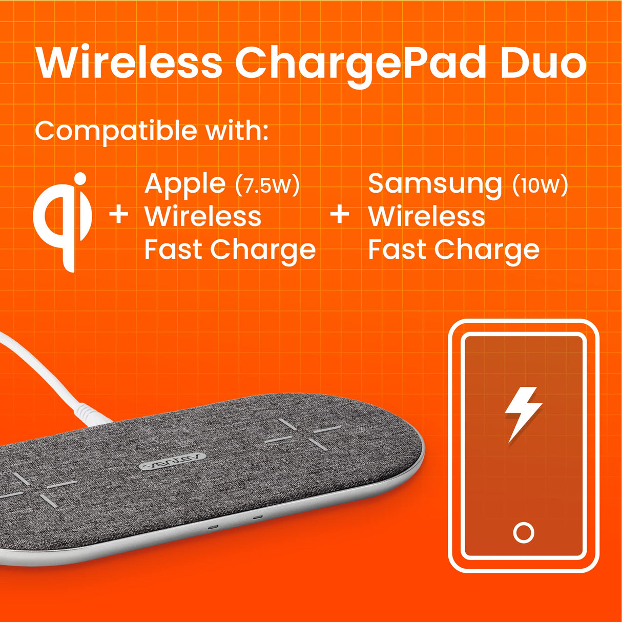 Ventev - Wireless Chargepad Duo 20w - Gray And White