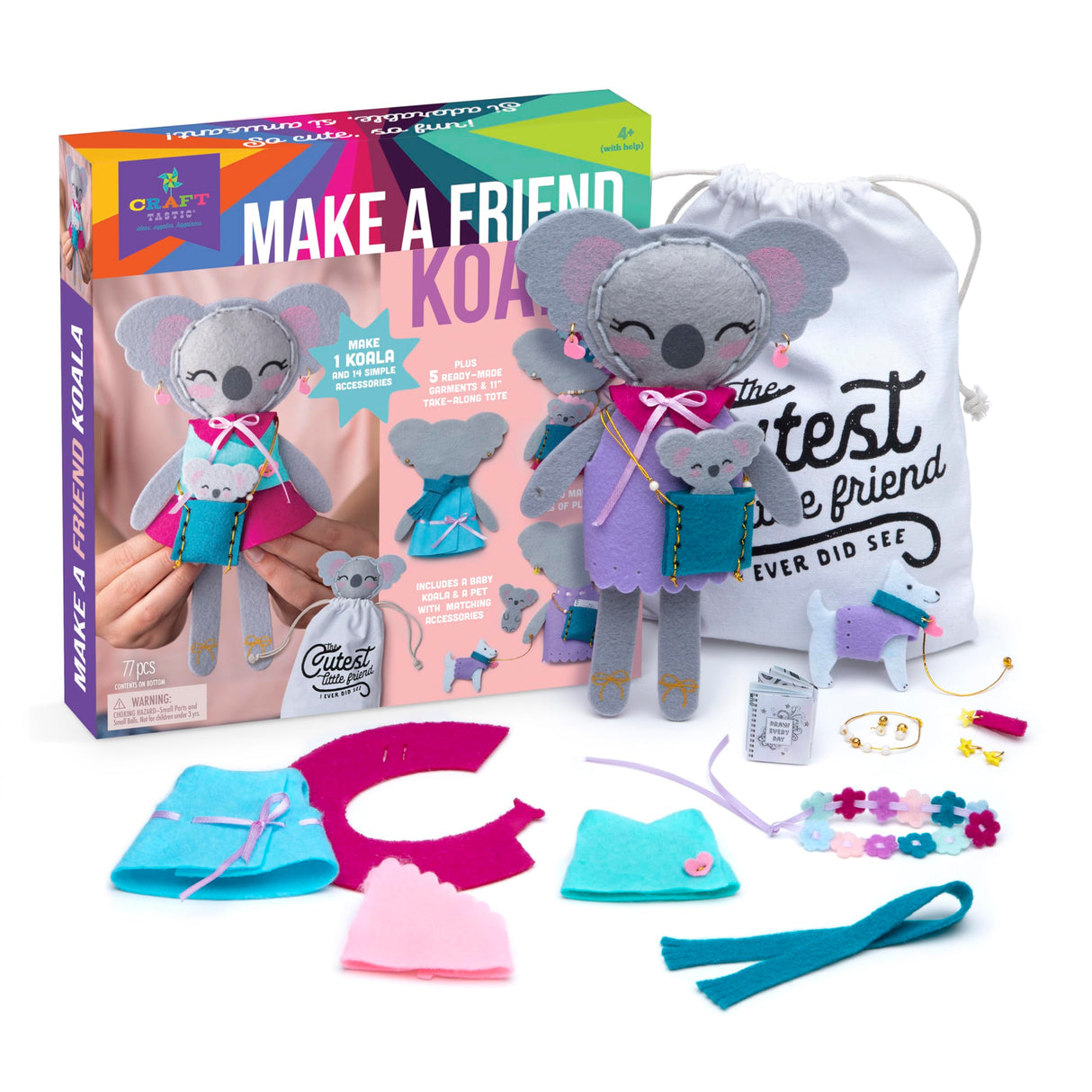 Craft-Tastic Make a Friend Koala, Kids Crafts Ages 6-8, Arts & Crafts for Kids 4-6, Koala Craft Kit, Spring Crafts for Kids, Travel Activities for Kids, Kids Sewing Kit