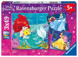 Ravensburger Disney Princesses Puzzle Set | 3 x 49-Piece Jigsaw Puzzles | Unique Piece Design | Fosters Brain Development in Kids | FSC Certified Materials