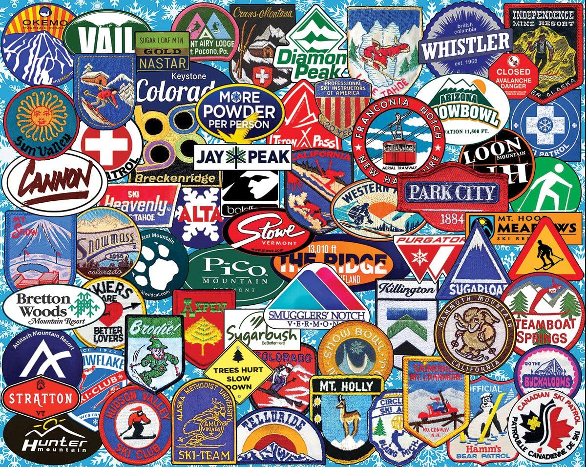 White Mountain Puzzles Ski Badges - 1000 Piece Jigsaw Puzzle