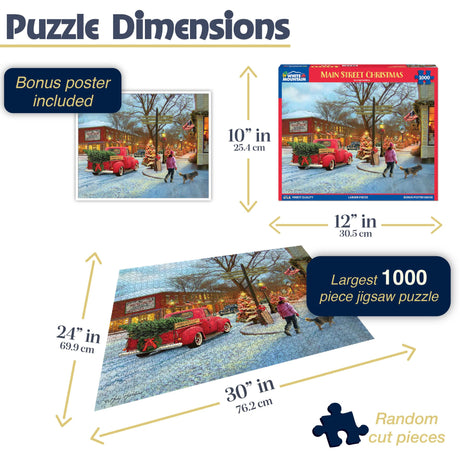White Mountain Puzzles - Main Street Christmas - 1000 Piece Jigsaw Puzzle - image 3