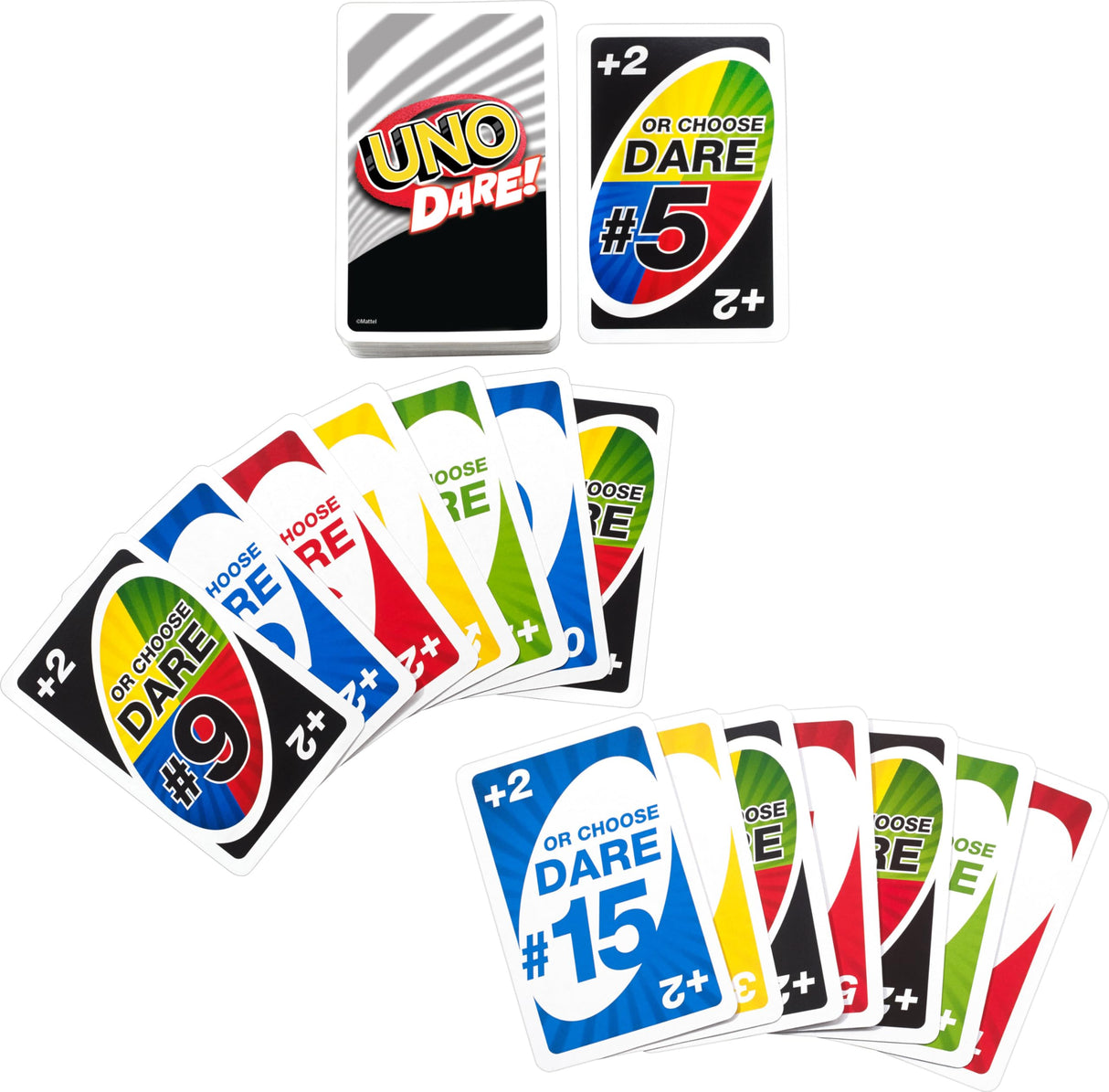 Mattel Games UNO Dare Card Game for Family & Game Nights Featuring Challenging & Silly Dares from 3 Different Categories