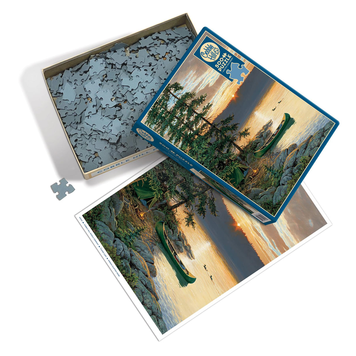 Cobble Hill 500 Piece Puzzle - Canoe Lake - Sample Poster Included