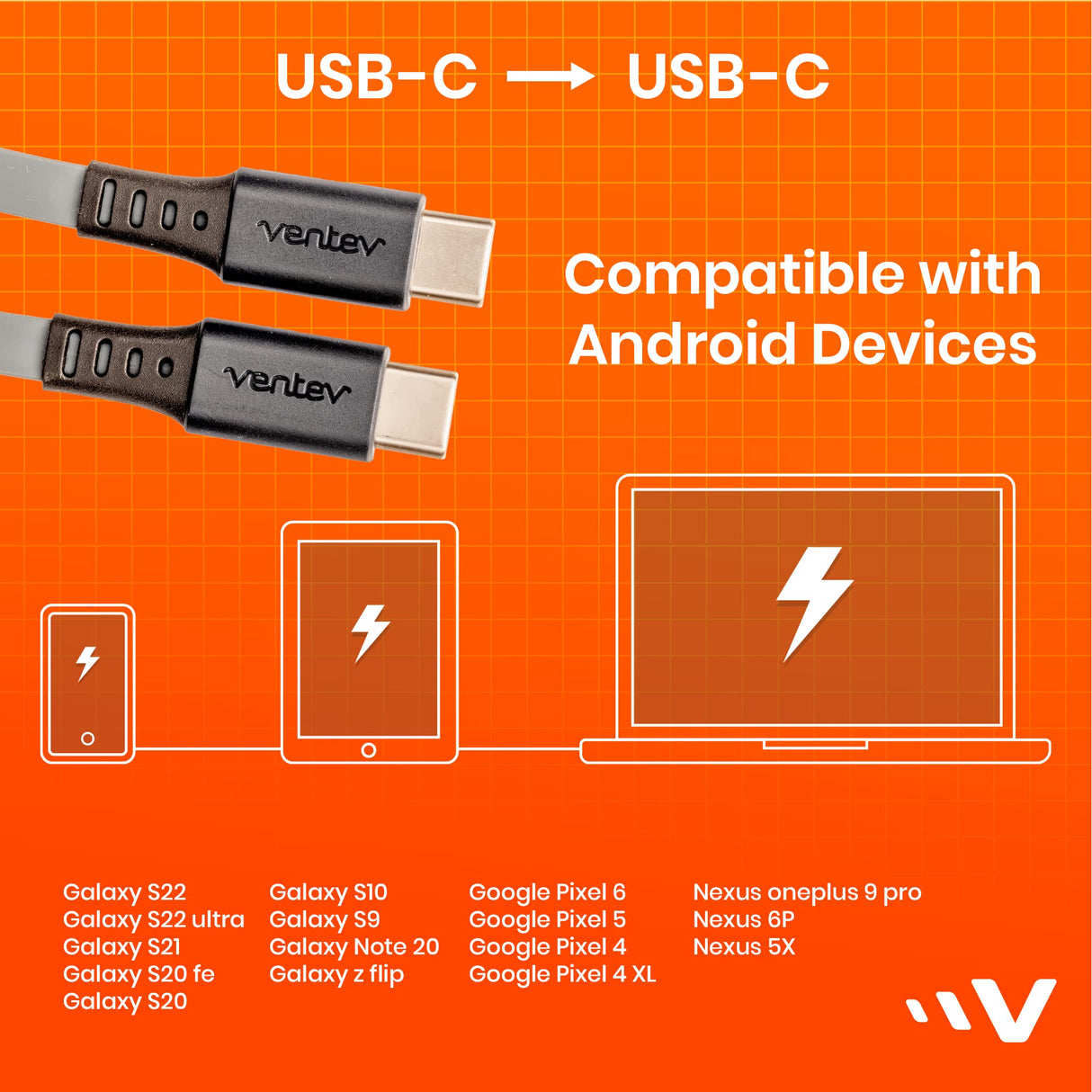 Ventev - Chargesync Usb C To Usb C 2.0 Cable 3.3ft - Gray