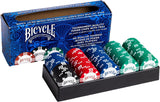 Bicycle 100 poker chips in the included tray with box