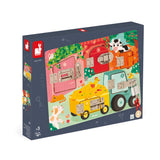 Janod Farm Padlock Activity Board with 5 Opening Types of Wooden Toys, FSC- from 3 Years, Multi-Coloured