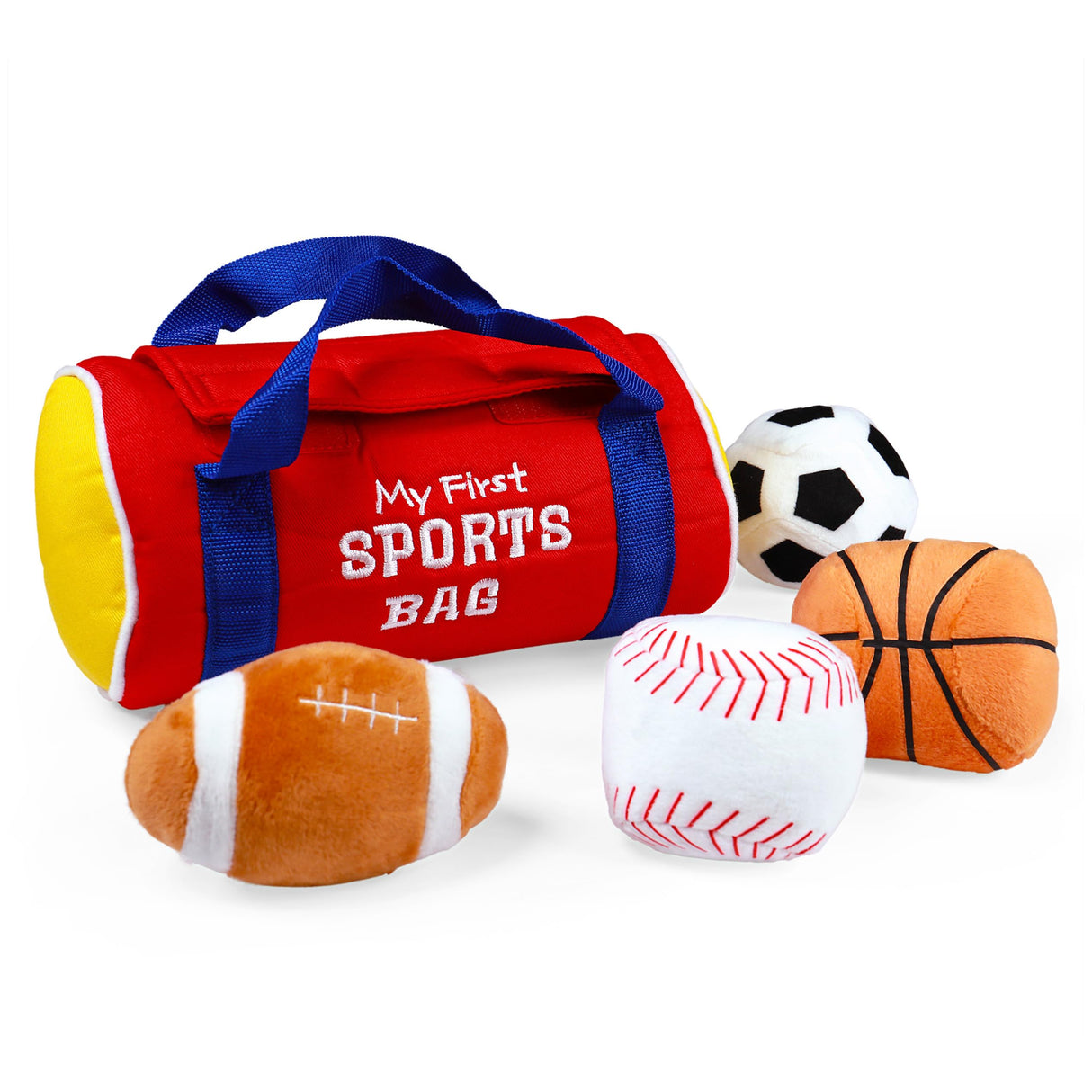 Baby GUND My First Sports Bag Stuffed Plush Playset, Baby Gift Toys for Boys and Girls Ages 1 & Up, 5 Piece, 8"