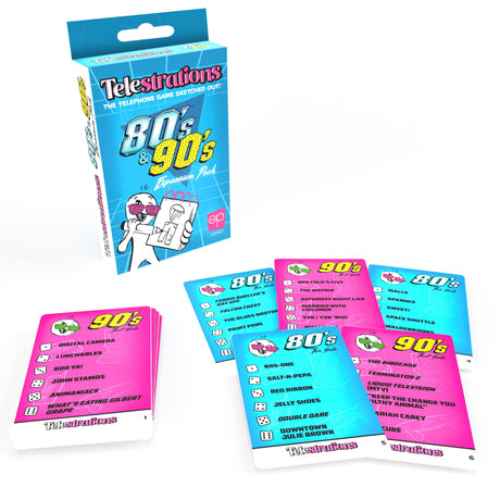 Telestrations 80s/90s Expansion Pack | Featuring 600 Totally Awesome Words, Phrases, and References | Great New Addition to Telestrations Party Game