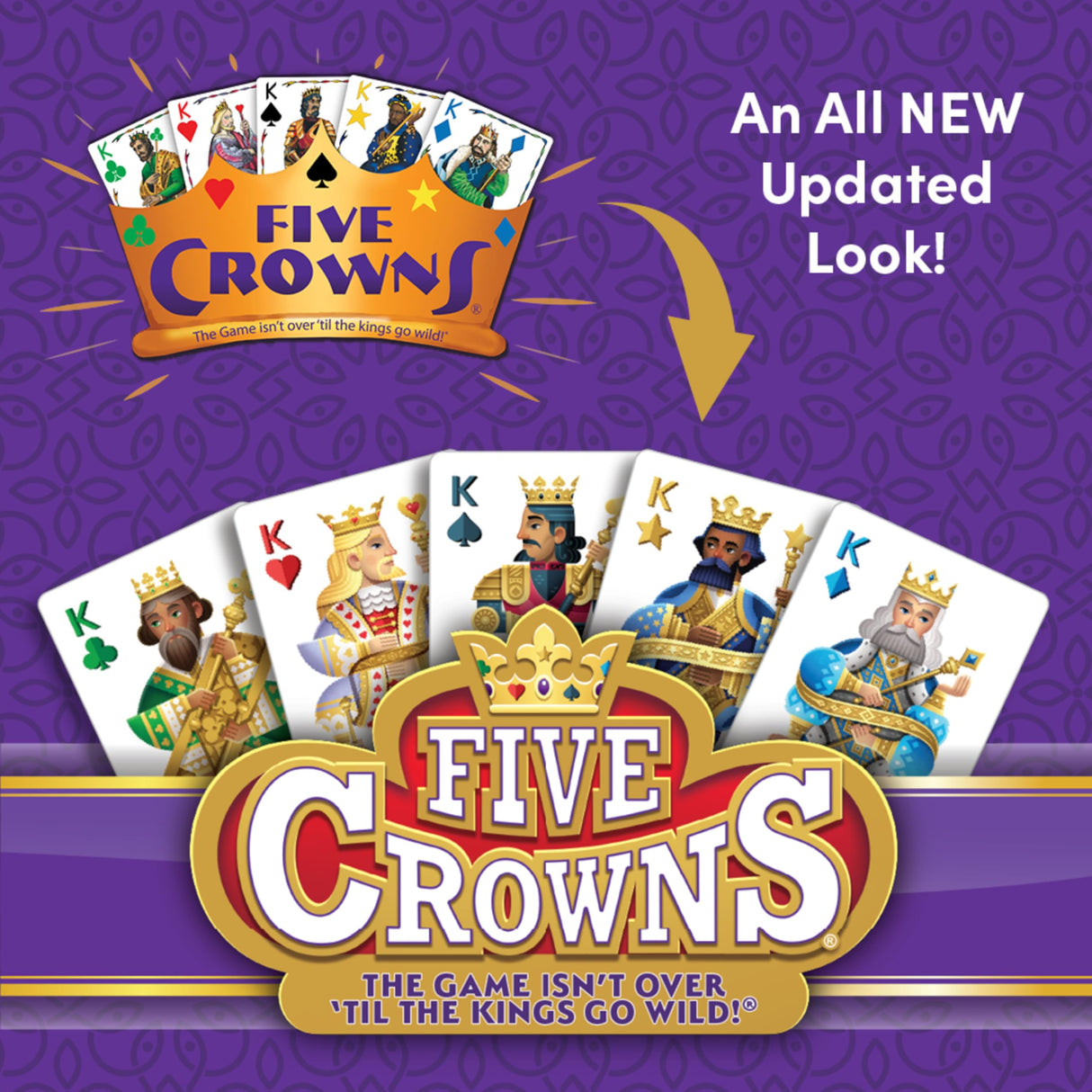 PlayMonster Five Crowns Collectible Tin – Card Game for Kids and Adults, Family Game Night, The Game isn’t Over Until the Kings Go Wild!, 5 Suited Rummy Style Card Game, 1-7 Players, Ages 8+