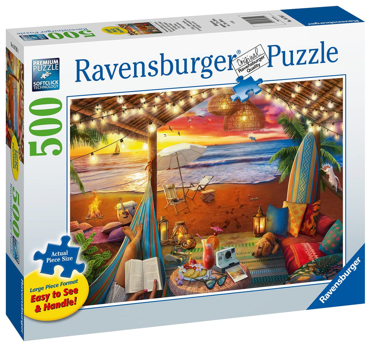 Ravensburger Cozy Cabana Puzzle - Tranquil 500-Piece Jigsaw | Unique Softclick Technology | Large Format | FSC-Certified Materials | Ideal Family Fun Activity