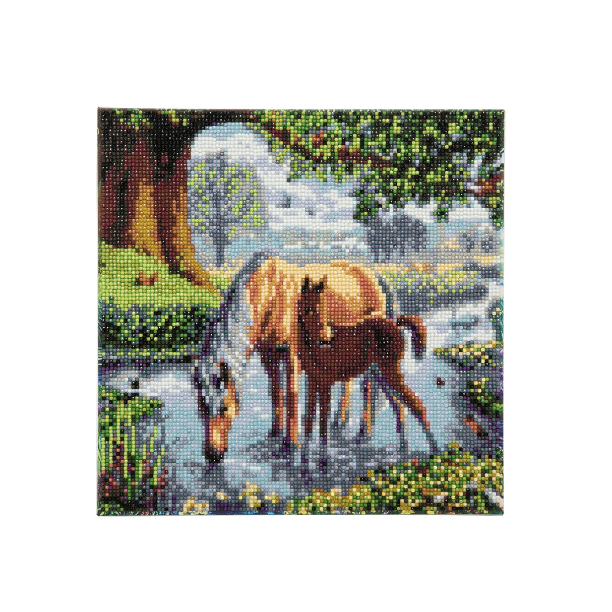 Crystal Art Medium Framed Mounted Wall Art Kit (11.8in x 11.8in) - Fell Ponies - Diamond Painting Kit for ages 8 and up